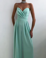 Haven – Eleganter Chiffon-Jumpsuit mit weitem Bein – Hellgrün