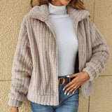 Warme fleecejacken für damen für komfort im herbst und winter – Beige