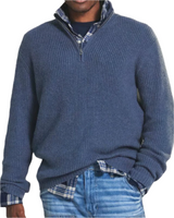 Diego | Sportiver Strickpullover mit Reißverschluss – Blau