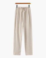 Adrian | Leichte Slim Fit Herren Sommer Leinenhose mit Kordelzug – Beige