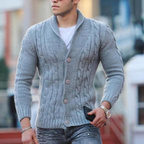 Herren Gestrickte Strickjacke mit Kragen – Grau