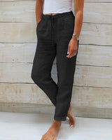 Lorinne - Leinenhose mit Stretchanteil – Schwarz