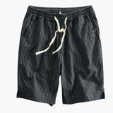 Knielange Sommer-Shorts für Herren mit elastischem Bund – Schwarz