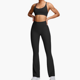 Schwarze High Wait Yogahose - Damenkomfort mit Bauchkontrolle – Schwarz