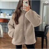 Teddy Damen Winterjacke Mit Reißverschluss | Kuschelige Übergangsjacke – Aprikose