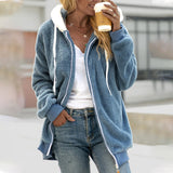 WarmUp Kuschelige Kapuzenjacke mit weitem Schnitt – Blau