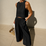 Thelma - Lässiges und Bequemes Hosen-Set – Schwarz