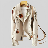 Zoey - Vintage-inspirierte bestickte Jacke – Beige