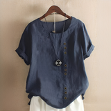 Noelle - Elegante, weit geschnittene Bluse mit Knöpfen – Marineblau