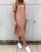 Rhiannon - Elegantes Midikleid mit V-Ausschnitt – Rosa