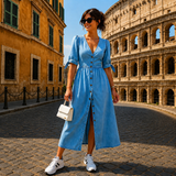 Marsha - Schickes Hemdkleid – Blau