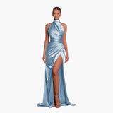 Glamouröses Satin Abendkleid - perfekt für Damen Gala Events – Blau