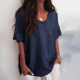 Aurora - Komfortables T-Shirt mit Rundhals – Marineblau