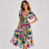 Elsinya - Anmutiges und fließendes Midi-Kleid – Weiß