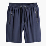 Herren Sommer Shorts mit Reißverschlusstaschen und Kordelzugbund – Blau