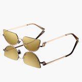 Damen Sonnenbrille mit halbrandlosen ovalen Gläsern – Goldgelb
