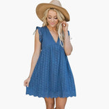 Sommerkleid Damen - Freizeitkleid mit praktischen Taschen – Dunkelblau