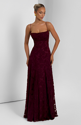 Francisa - Elegantes und hochwertiges Maxikleid – Dunkelrot
