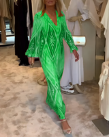 Glynnis - Stilvolles Maxikleid mit langen Ärmeln – Grün