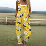 Zerva - Eleganter Bedruckter Overall – Gelb / Weiß