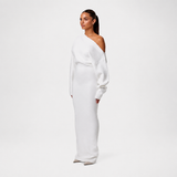 Tahlia - Elegantes Maxikleid mit einseitigem Träger – Weiß