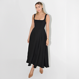 Yarabelle - Schickes Träger-Midi-Kleid – Schwarz