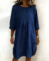 Shadia - Lockeres und Lässiges Midikleid – Marineblau