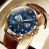 Stilvolle Mondphasen-Armbanduhr – Gold Blau