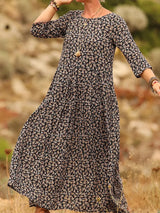 Noellaa – Bequemes Plissee-Kleid aus Baumwolle Und Leinen – Schwarz
