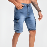 Herren Shorts aus Denim mit Cargo-Muster – Denim-Blau