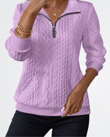 Celeste - Weicher Strick Zip-Pullover – Violett