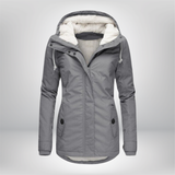Winterjacke Damen mit Kapuze | Gefütterte Übergangsjacke – Grau