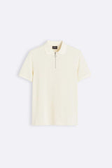 Modernes Strick-Poloshirt mit Reißverschluss – Beige