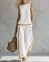 Soraya | Elegantes Set mit weitem Bein und lockerer Passform – Weiß