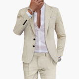 Herren Sommeranzug aus Baumwolle mit Revers und Hose – Champagner