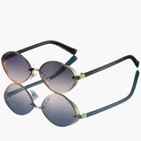 Damen Sonnenbrille mit ovalem Metallrahmen und UV400-Schutz – Goldviolett
