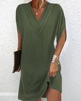 Amelia | Elegantes V-Ausschnitt Kleid – Grün