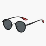 Damen Sonnenbrille mit rundem Metallrahmen und UV400 Schutz – Schwarz