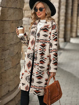 Eleganter wintermantel mit stylischem print für kalte tage – Weiß