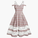 Spitzen-Träger Dirndl kleid für Damen - Oktoberfest 2025 – Rot