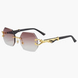 Damen Sonnenbrille mit UV400 Schutz und geometrischen Gläsern – Gelbbraun