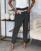 Mirella | Elegante Hose mit Gürtel – Dunkelgrau