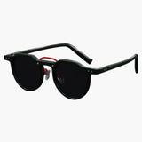 Damen Sonnenbrille rund mit UV400 Schutz und Acetatrahmen – Grüngrau