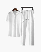 Nolan | Herren-Zweiteiler-Set Kurzarmshirt & Hose Sommer-Set – Weiß