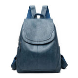 Diebstahlsicherer Lederrucksack – Hellblau