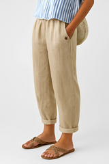 Yunie - Komfortable Hose mit flexiblem Bund – Beige