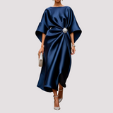 Kay - Elegantes Wickel-Midikleid – Dunkelblau