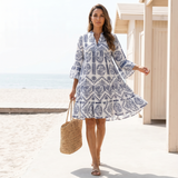 Krisella - Elegantes Midi-Kleid im Boho-Stil – Blau