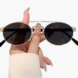 Damen Sonnenbrille mit ovalen Gläsern und UV-Schutz – Schwarze Nacht
