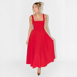Yarabelle - Schickes Träger-Midi-Kleid – Rot